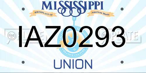 IAZ0293 Mississippi License Plate