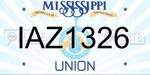 IAZ1326 Mississippi License Plate