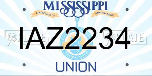 IAZ2234 Mississippi License Plate