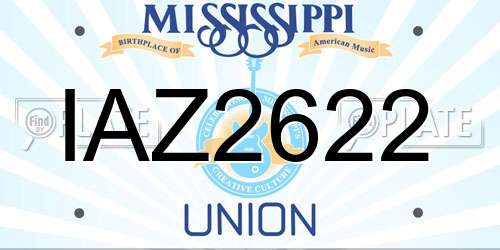 IAZ2622 Mississippi License Plate