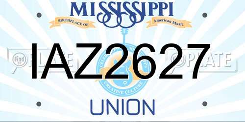 IAZ2627 Mississippi License Plate