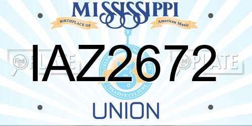 IAZ2672 Mississippi License Plate
