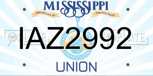 IAZ2992 Mississippi License Plate