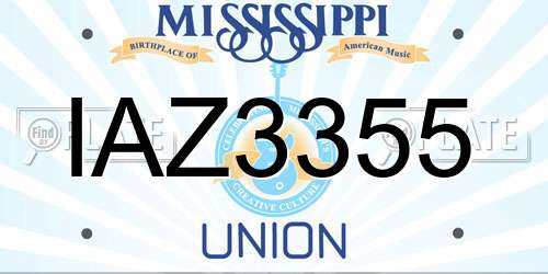 IAZ3355 Mississippi License Plate