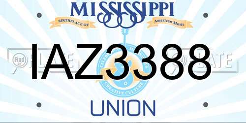 IAZ3388 Mississippi License Plate