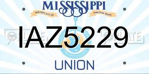 IAZ5229 Mississippi License Plate