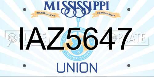IAZ5647 Mississippi License Plate