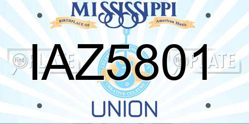 IAZ5801 Mississippi License Plate