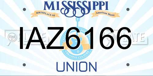 IAZ6166 Mississippi License Plate