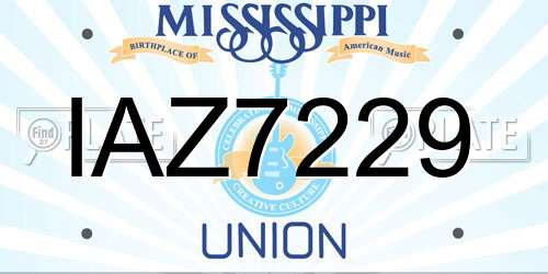 IAZ7229 Mississippi License Plate