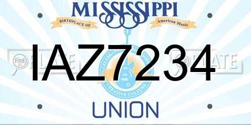 IAZ7234 Mississippi License Plate