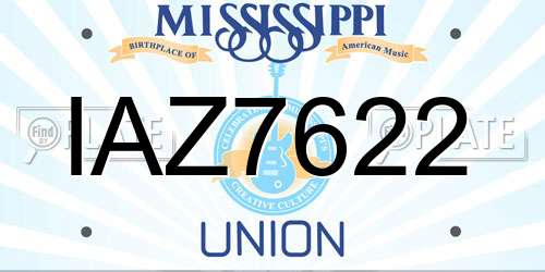 IAZ7622 Mississippi License Plate