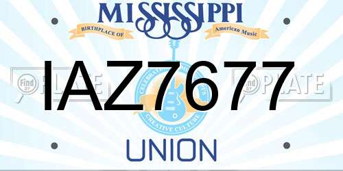 IAZ7677 Mississippi License Plate