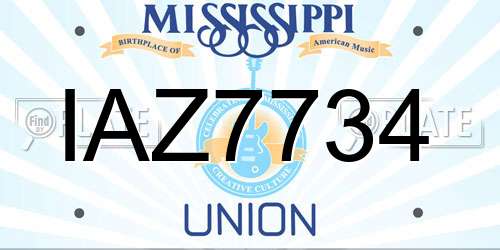IAZ7734 Mississippi License Plate