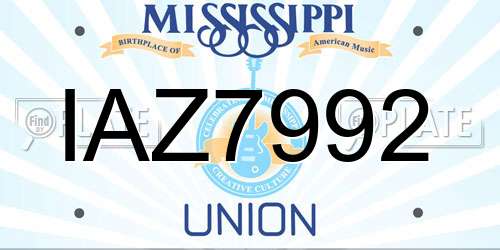IAZ7992 Mississippi License Plate