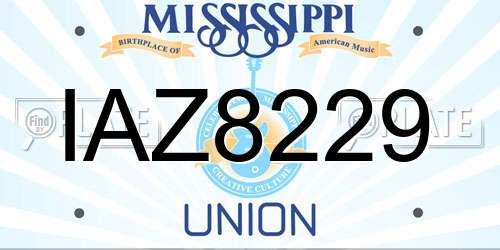 IAZ8229 Mississippi License Plate
