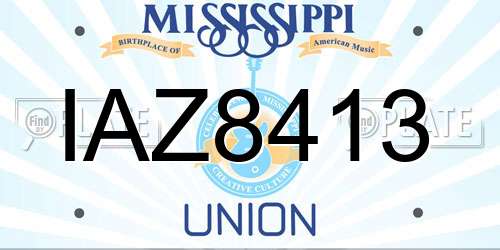 IAZ8413 Mississippi License Plate