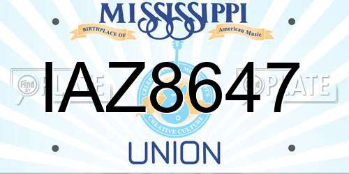 IAZ8647 Mississippi License Plate
