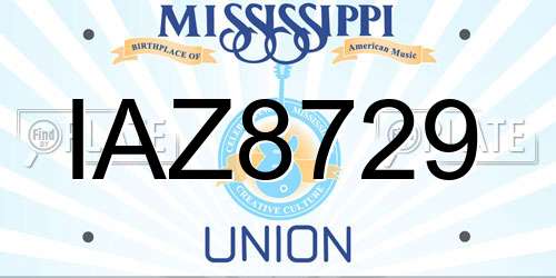 IAZ8729 Mississippi License Plate