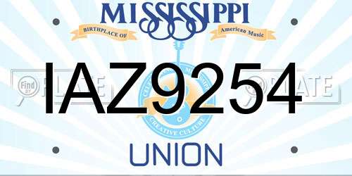IAZ9254 Mississippi License Plate