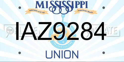 IAZ9284 Mississippi License Plate