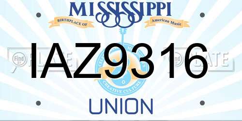IAZ9316 Mississippi License Plate