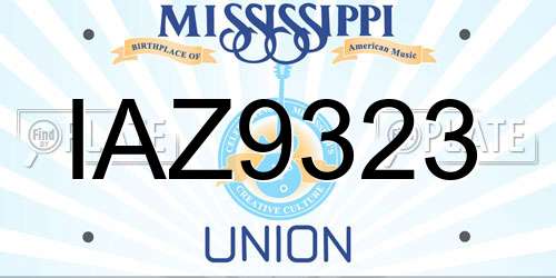IAZ9323 Mississippi License Plate