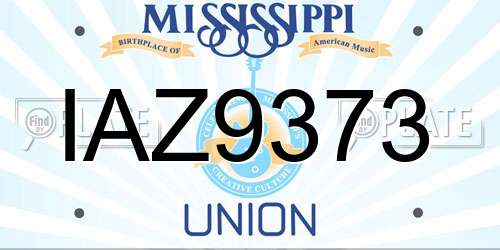 IAZ9373 Mississippi License Plate