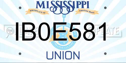 IB0E581 Mississippi License Plate