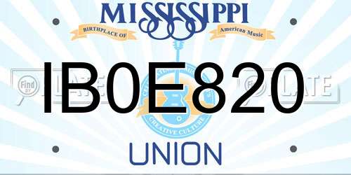 IB0E820 Mississippi License Plate