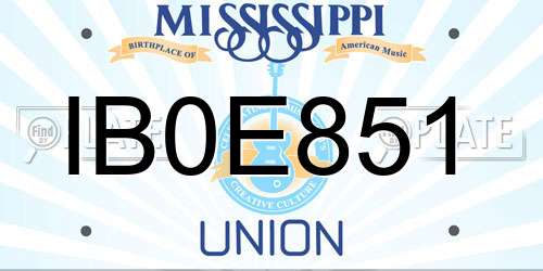 IB0E851 Mississippi License Plate