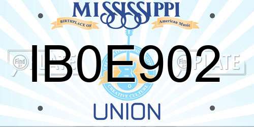 IB0E902 Mississippi License Plate