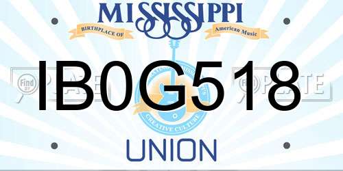 IB0G518 Mississippi License Plate