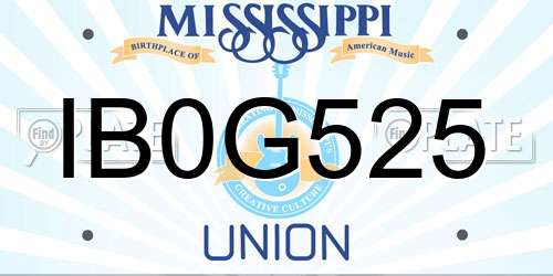 IB0G525 Mississippi License Plate
