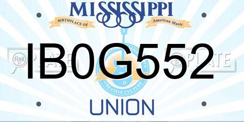 IB0G552 Mississippi License Plate