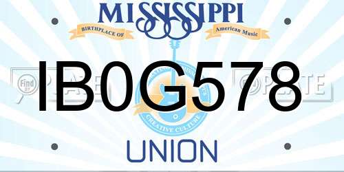 IB0G578 Mississippi License Plate
