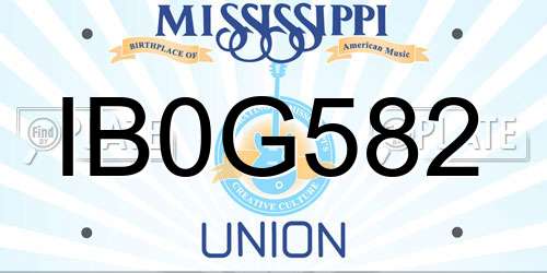 IB0G582 Mississippi License Plate