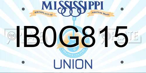 IB0G815 Mississippi License Plate