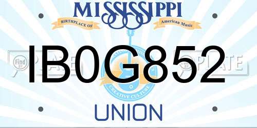 IB0G852 Mississippi License Plate