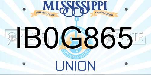 IB0G865 Mississippi License Plate