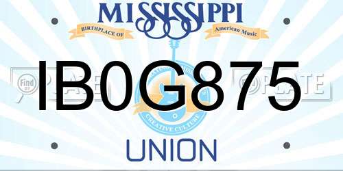 IB0G875 Mississippi License Plate