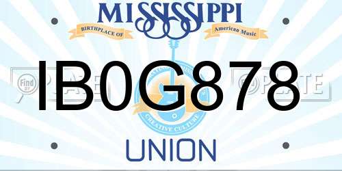 IB0G878 Mississippi License Plate