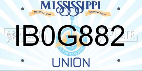 IB0G882 Mississippi License Plate