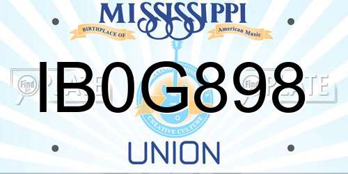 IB0G898 Mississippi License Plate