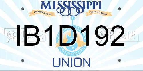 IB1D192 Mississippi License Plate