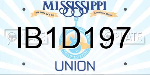 IB1D197 Mississippi License Plate