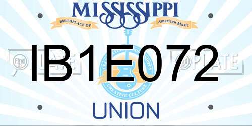 IB1E072 Mississippi License Plate