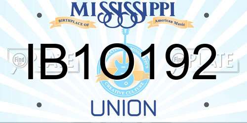 IB1O192 Mississippi License Plate