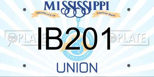 IB201 Mississippi License Plate