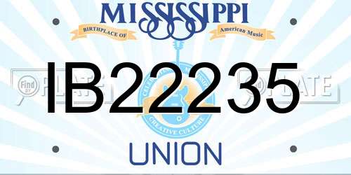 IB22235 Mississippi License Plate